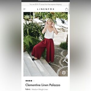 Clementine Linenfox S-M Burgundy Red